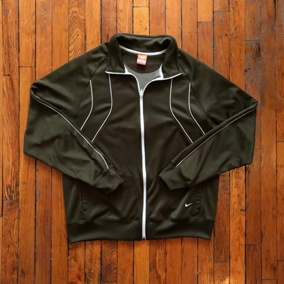 Nike Other - Vintage Y2K Nike The Athletic Department Mens Olive Green White Sweatshirt Jacke